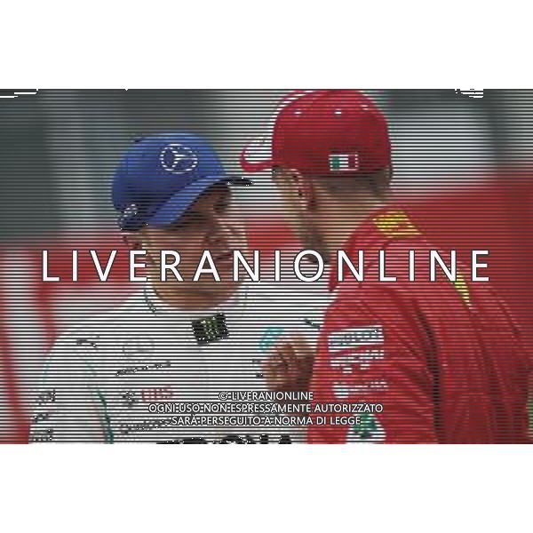 (L to R): second placed Valtteri Bottas (FIN) Mercedes AMG F1 with pole sitter Sebastian Vettel (GER) Ferrari in qualifying parc ferme. 21.07.2018. Formula 1 World Championship, Rd 11, German Grand Prix, Hockenheim, Germany, Qualifying Day. / AGENZIA ALDO LIVERANI SAS - ITALY ONLY EDITORIAL USE ONLY - F1 GP GERMANIA PROVE UFFICIALI QUALIFICHE 21.07.2018