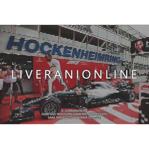 Race winner Lewis Hamilton (GBR) Mercedes AMG F1 W09 celebrates in parc ferme. 22.07.2018. Formula 1 World Championship, Rd 11, German Grand Prix, Hockenheim, Germany, Race Day. / AGENZIA ALDO LIVERANI SAS - ITALY ONLY EDITORIAL USE ONLY - F1 Gp Germania Gara 22.07.2018
