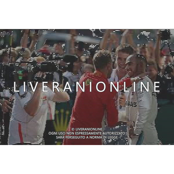 Lewis Hamilton (GBR) Mercedes AMG F1 and Sebastian Vettel (GER) Scuderia Ferrari with Paul Di Resta 29.07.2018. Formula 1 World Championship, Rd 12, Hungarian Grand Prix, Budapest, Hungary, Race Day. /AGENZIA ALDO LIVERANI SAS - ITALY ONLY - EDITORIAL USE ONLY - F1 GP UNGHERIA GARA 29.07.2018