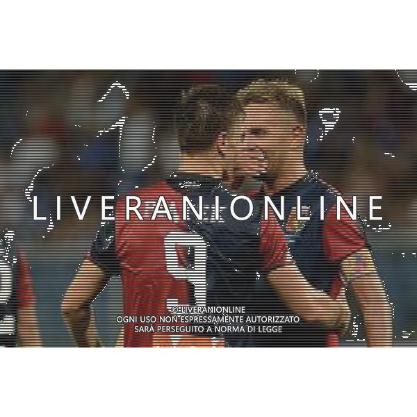 Coppa Italia 2018-2019 terzo turno Genoa-Lecce Genova (Italia) - 11.08.2018 Genoa-Lecce Nella Foto: Esultanza Krzysztof Piatek e Domenico Criscito /Ph.Cebrelli-Ag. Aldo Liverani