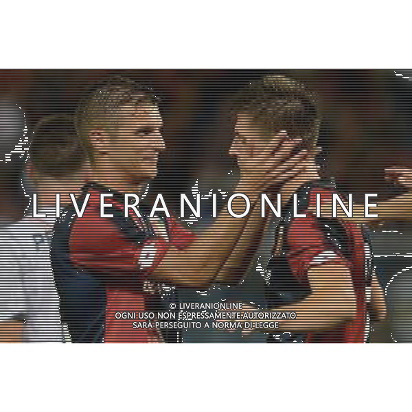 Coppa Italia 2018-2019 terzo turno Genoa-Lecce Genova (Italia) - 11.08.2018 Genoa-Lecce Nella Foto: Esultanza Darko Lazovic e Krzysztof Piatek /Ph.Cebrelli-Ag. Aldo Liverani