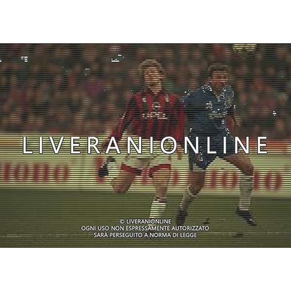 19-02-1997 MILANO AMICHEVOLE MILAN CHELSEA 2-0 NELLA FOTO DAN PETRESCU E JESPER BLOMQVIST AG ALDO LIVERANI SAS