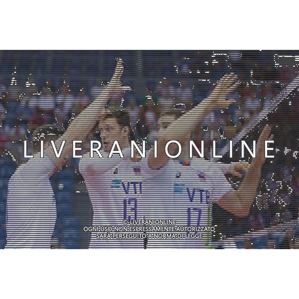 KRAKOW 24.08.2018 SIATKOWKA XVI MEMORIAL HUBERTA JERZEGO WAGNERA --- VOLLEYBALL XVI HUBERT JERZY WAGNER MEMORIAL TOURNAMENT FRANCJA - ROSJA FRANCE - RUSSIA N/Z ALEXEY RODICHEV DMITRIY MUSERSKIY MAXIM MIKHAYLOV FOT ANNA KLEPACZKO / FOTOPYK / NEWSPIX.PL --- Newspix.pl AG ALDO LIVERANI SAS