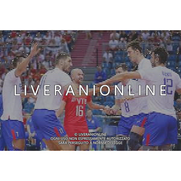 KRAKOW 24.08.2018 SIATKOWKA XVI MEMORIAL HUBERTA JERZEGO WAGNERA --- VOLLEYBALL XVI HUBERT JERZY WAGNER MEMORIAL TOURNAMENT FRANCJA - ROSJA FRANCE - RUSSIA N/Z DMITRY VOLKOV MAXIM MIKHAYLOV ALEXEY VERBOV ALEXEY RODICHEV DMITRIY MUSERSKIY ALEKSANDR BUTKO FOT ANNA KLEPACZKO / FOTOPYK / NEWSPIX.PL --- Newspix.pl AG ALDO LIVERANI SAS