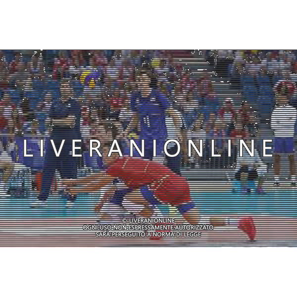 KRAKOW 24.08.2018 SIATKOWKA XVI MEMORIAL HUBERTA JERZEGO WAGNERA --- VOLLEYBALL XVI HUBERT JERZY WAGNER MEMORIAL TOURNAMENT FRANCJA - ROSJA FRANCE - RUSSIA N/Z LAURENT TILLIE JULIEN LYNEEL JENIA GREBENNIKOV JEAN PATRY FOT ANNA KLEPACZKO / FOTOPYK / NEWSPIX.PL --- Newspix.pl AG ALDO LIVERANI SAS