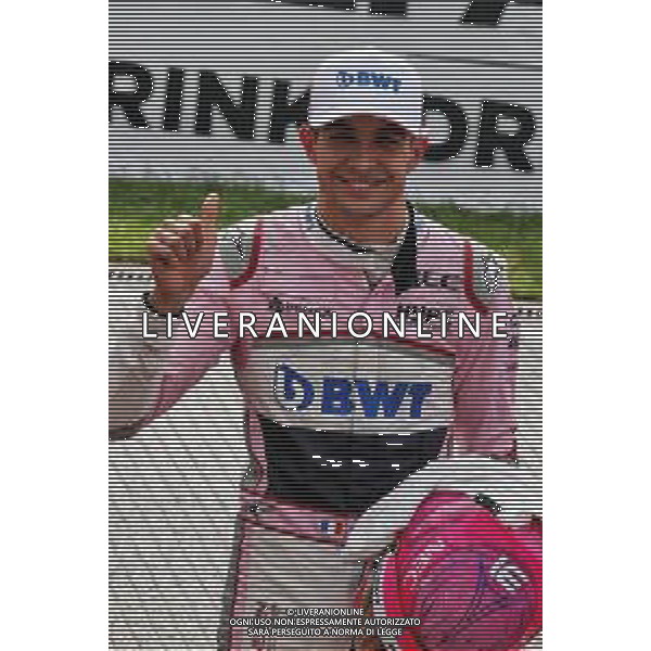 Esteban Ocon (FRA) Racing Point Force India F1 Team celebrates his third position in qualifying parc ferme. 25.08.2018. Formula 1 World Championship, Rd 13, Belgian Grand Prix, Spa Francorchamps, Belgium, Qualifying Day. AG ALDO LIVERANI SAS-ONLY ITALY