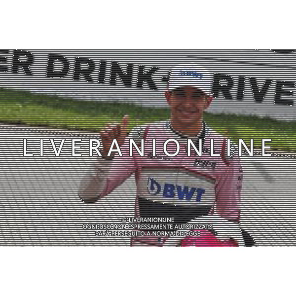 Esteban Ocon (FRA) Racing Point Force India F1 Team celebrates his third position in qualifying parc ferme. 25.08.2018. Formula 1 World Championship, Rd 13, Belgian Grand Prix, Spa Francorchamps, Belgium, Qualifying Day. AG ALDO LIVERANI SAS-ONLY ITALY