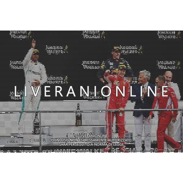 Race winner Sebastian Vettel (GER) Ferrari celebrates on the podium. 26.08.2018. Formula 1 World Championship, Rd 13, Belgian Grand Prix, Spa Francorchamps, Belgium, Race Day. / AGENZIA ALDO LIVERANI SAS - ITALY ONLY EDITORIAL USE ONLY - Gp Belgio, Spa Francorchamps, Gara 26.08.2018.