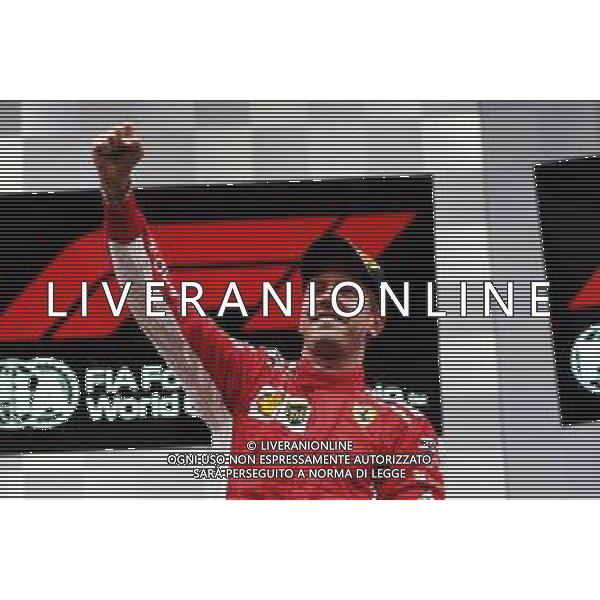 Race winner Sebastian Vettel (GER) Ferrari celebrates on the podium. 26.08.2018. Formula 1 World Championship, Rd 13, Belgian Grand Prix, Spa Francorchamps, Belgium, Race Day. / AGENZIA ALDO LIVERANI SAS - ITALY ONLY EDITORIAL USE ONLY - Gp Belgio, Spa Francorchamps, Gara 26.08.2018.