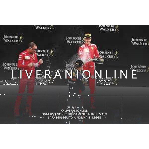 Max Verstappen (NLD) Red Bull Racing and race winner Sebastian Vettel (GER) Ferrari celebrates on the podium. 26.08.2018. Formula 1 World Championship, Rd 13, Belgian Grand Prix, Spa Francorchamps, Belgium, Race Day. / AGENZIA ALDO LIVERANI SAS - ITALY ONLY EDITORIAL USE ONLY - Gp Belgio, Spa Francorchamps, Gara 26.08.2018.