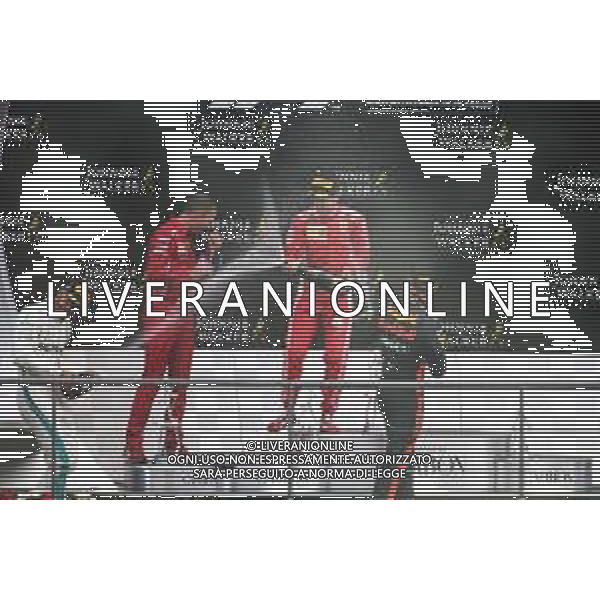 The podium (L to R): Lewis Hamilton (GBR) Mercedes AMG F1, second; Sebastian Vettel (GER) Ferrari, race winner; Max Verstappen (NLD) Red Bull Racing, third. 26.08.2018. Formula 1 World Championship, Rd 13, Belgian Grand Prix, Spa Francorchamps, Belgium, Race Day. AGENZIA ALDO LIVERANI SAS - ITALY ONLY EDITORIAL USE ONLY - Gp Belgio, Spa Francorchamps, Gara 26.08.2018.