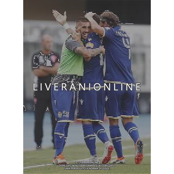 HELLAS VERONA - PADOVA serie BKT 26/08/2018 nella foto: esultanza Hellas Verona ©Claudio Zamagni/Agenzia Aldo Liverani Hellas Verona celebrates a goal during Serie BKT match between Hellas Verona and Padova at Marcantonio Bentegodi stadium on August 25, 2018 in Verona, Italy. photo credit by Claudio Zamagni/Aldo Liverani Photo Agency
