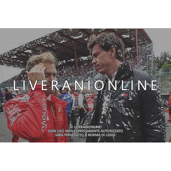 Sebastian Vettel (GER) Ferrari with Toto Wolff (GER) Mercedes AMG F1 Shareholder and Executive Director on the grid. 26.08.2018. Formula 1 World Championship, Rd 13, Belgian Grand Prix, Spa Francorchamps, Belgium, Race Day. AG ALDO LIVERANI SAS ONLY ITALY