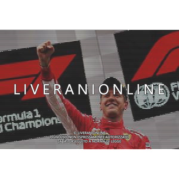 Race winner Sebastian Vettel (GER) Ferrari celebrates on the podium. 26.08.2018. Formula 1 World Championship, Rd 13, Belgian Grand Prix, Spa Francorchamps, Belgium, Race Day. AG ALDO LIVERANI SAS ONLY ITALY
