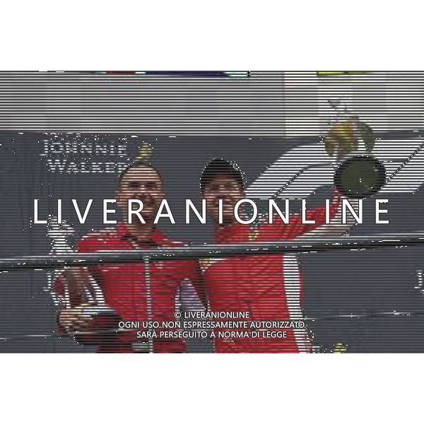 Race winner Sebastian Vettel (GER) Ferrari celebrates on the podium. 26.08.2018. Formula 1 World Championship, Rd 13, Belgian Grand Prix, Spa Francorchamps, Belgium, Race Day. AG ALDO LIVERANI SAS ONLY ITALY