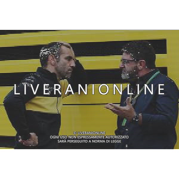 (L to R): Cyril Abiteboul (FRA) Renault Sport F1 Managing Director with Luis Garcia Abad (ESP) Driver Manager of Fernando Alonso (ESP) McLaren. 02.09.2018. Formula 1 World Championship, Rd 14, Italian Grand Prix, Monza, Italy, Race Day. AG ALDO LIVERANI SAS-ONLY ITALY