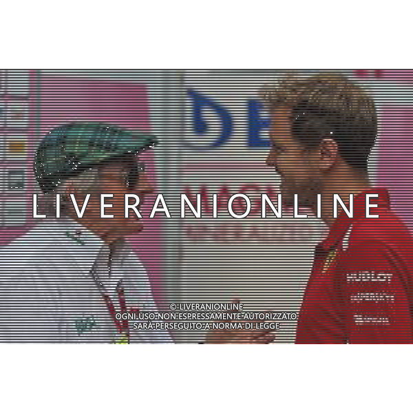 (L to R): Jackie Stewart (GBR) with Sebastian Vettel (GER) Ferrari. 02.09.2018. Formula 1 World Championship, Rd 14, Italian Grand Prix, Monza, Italy, Race Day. AG ALDO LIVERANI SAS-ONLY ITALY
