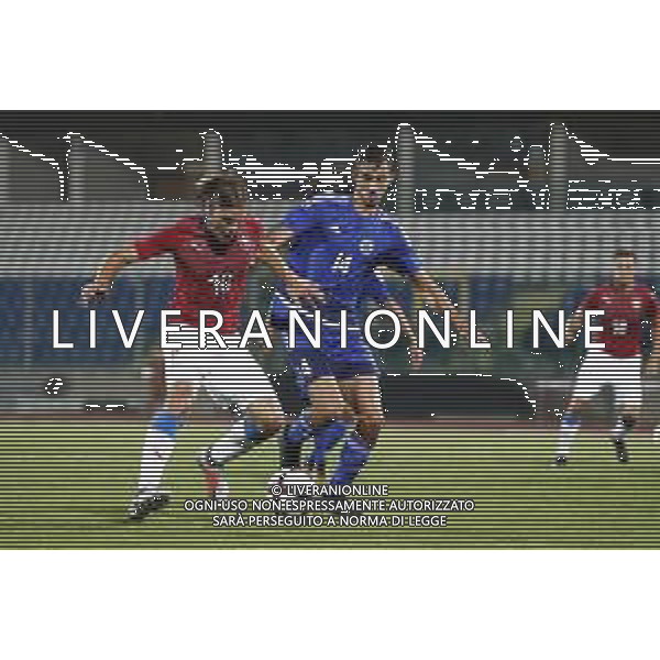 San Marino - Repubblica Ceca 05/09/2018 qualificazioni del gruppo 1 al campionato Europeo Under 21 Italia 2019 nella foto: Matej Pulkrab (Czech Republic) Michele Cevoli (San Marino) Claudio Zamagni/Agenzia Aldo Liverani Matej Pulkrab (Czech Republic) Michele Cevoli (San Marino) during Qualifying European Under 21 Championship Italy 2019 international soccer match group one between San Marino u21 and Czech Republic u21 at San Marino Olympic Stadium on September 5 2018 photo credit by Claudio Zamagni/Aldo Liverani Photo Agency