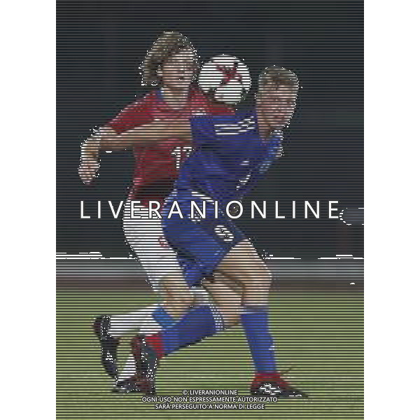 San Marino - Repubblica Ceca 05/09/2018 qualificazioni del gruppo 1 al campionato Europeo Under 21 Italia 2019 nella foto: Nicola Nanni (San Marino) Alex Kral (Czech Republic) Claudio Zamagni/Agenzia Aldo Liverani Nicola Nanni (San Marino) Alex Kral (Czech Republic) during Qualifying European Under 21 Championship Italy 2019 international soccer match group one between San Marino u21 and Czech Republic u21 at San Marino Olympic Stadium on September 5 2018 photo credit by Claudio Zamagni/Aldo Liverani Photo Agency