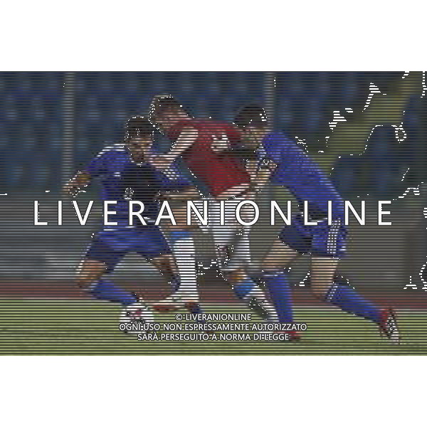 San Marino - Repubblica Ceca 05/09/2018 qualificazioni del gruppo 1 al campionato Europeo Under 21 Italia 2019 nella foto: Ladislav Takacs (Czech Republic) Michael Battistini (San Marino) Luca Censoni (San Marino) Claudio Zamagni/Agenzia Aldo Liverani Ladislav Takacs (Czech Republic) Michael Battistini (San Marino) Luca Censoni (San Marino) during Qualifying European Under 21 Championship Italy 2019 international soccer match group one between San Marino u21 and Czech Republic u21 at San Marino Olympic Stadium on September 5 2018 photo credit by Claudio Zamagni/Aldo Liverani Photo Agency