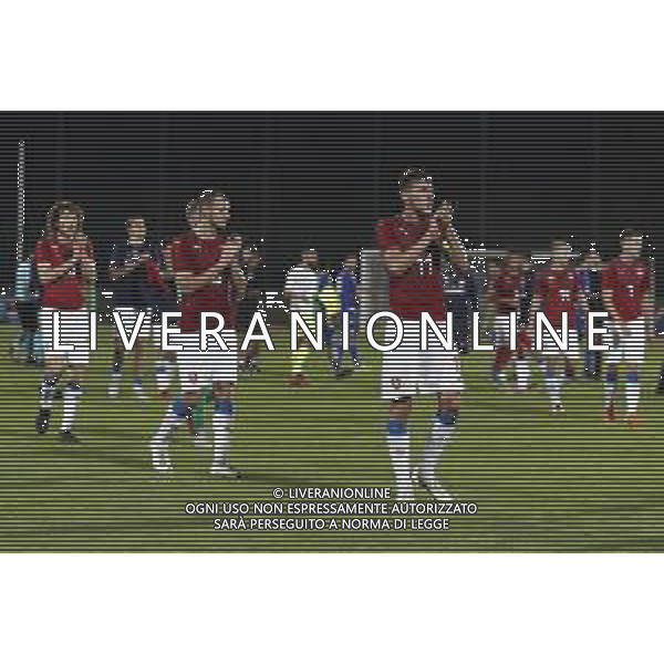 San Marino - Repubblica Ceca 05/09/2018 qualificazioni del gruppo 1 al campionato Europeo Under 21 Italia 2019r nella foto: esultanza finale repubblica ceca Claudio Zamagni/Agenzia Aldo Liverani final exultation of Czech republic during Qualifying European Under 21 Championship Italy 2019 international soccer match group one between San Marino u21 and Czech Republic u21 at San Marino Olympic Stadium on September 5 2018 photo credit by Claudio Zamagni/Aldo Liverani Photo Agency