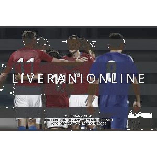 San Marino - Repubblica Ceca 05/09/2018 qualificazioni del gruppo 1 al campionato Europeo Under 21 Italia 2019 nella foto: Esultanza Repubblica Ceca Claudio Zamagni/Agenzia Aldo Liverani Czech Republic u21 Celebrates a goal during Qualifying European Under 21 Championship Italy 2019 international soccer match group one between San Marino u21 and Czech Republic u21 at San Marino Olympic Stadium on September 5 2018 photo credit by Claudio Zamagni/Aldo Liverani Photo Agency