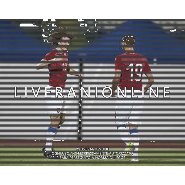 San Marino - Repubblica Ceca 05/09/2018 qualificazioni del gruppo 1 al campionato Europeo Under 21 Italia 2019 nella foto:Esultanza Alex Kral (Czech Republic) David Lischka (Czech Republic) Claudio Zamagni/Agenzia Aldo Liverani Alex Kral (Czech Republic) David Lischka (Czech Republic) Celebrates a goal during Qualifying European Under 21 Championship Italy 2019 international soccer match group one between San Marino u21 and Czech Republic u21 at San Marino Olympic Stadium on September 5 2018 photo credit by Claudio Zamagni/Aldo Liverani Photo Agency