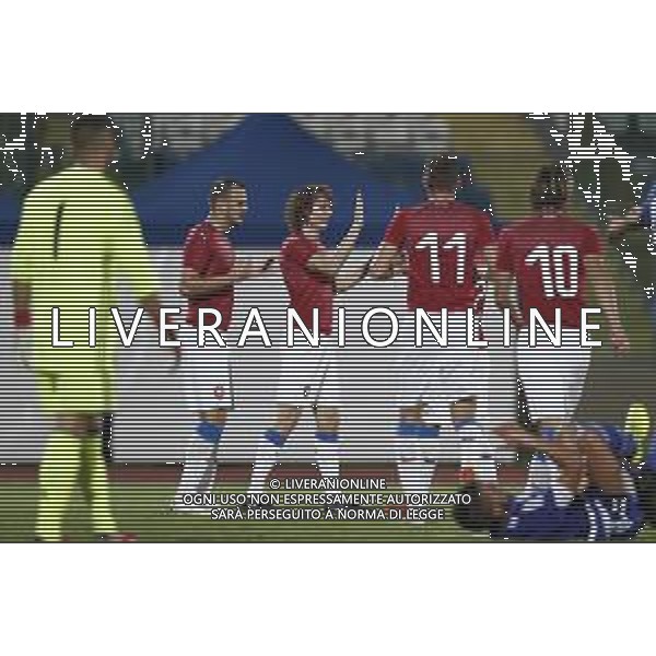 San Marino - Repubblica Ceca 05/09/2018 qualificazioni del gruppo 1 al campionato Europeo Under 21 Italia 2019 nella foto: Esultanza Repubblica Ceca Claudio Zamagni/Agenzia Aldo Liverani Czech Republic u21 Celebrates a goal during Qualifying European Under 21 Championship Italy 2019 international soccer match group one between San Marino u21 and Czech Republic u21 at San Marino Olympic Stadium on September 5 2018 photo credit by Claudio Zamagni/Aldo Liverani Photo Agency