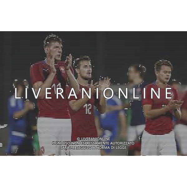 San Marino - Repubblica Ceca 05/09/2018 qualificazioni del gruppo 1 al campionato Europeo Under 21 Italia 2019 nella foto:Esultanza finale Ladislav Takacs (Czech Republic) Claudio Zamagni/Agenzia Aldo Liverani final exultation of Ladislav Takacs (Czech Republic) during Qualifying European Under 21 Championship Italy 2019 international soccer match group one between San Marino u21 and Czech Republic u21 at San Marino Olympic Stadium on September 5 2018 photo credit by Claudio Zamagni/Aldo Liverani Photo Agency