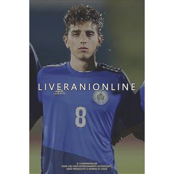 San Marino - Repubblica Ceca 05/09/2018 qualificazioni del gruppo 1 al campionato Europeo Under 21 Italia 2019 nella foto: Michael Battistini (San Marino) Claudio Zamagni/Agenzia Aldo Liverani Michael Battistini (San Marino) during Qualifying European Under 21 Championship Italy 2019 international soccer match group one between San Marino u21 and Czech Republic u21 at San Marino Olympic Stadium on September 5 2018 photo credit by Claudio Zamagni/Aldo Liverani Photo Agency