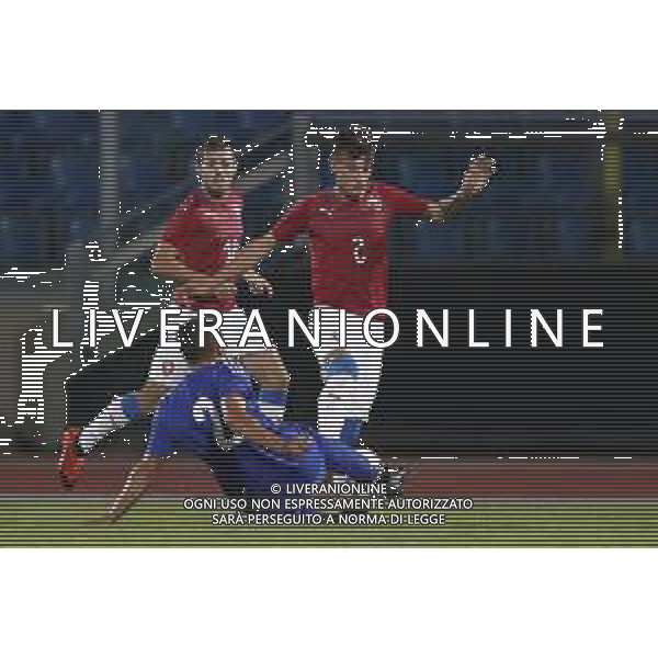 San Marino - Repubblica Ceca 05/09/2018 qualificazioni del gruppo 1 al campionato Europeo Under 21 Italia 2019 nella foto: Antonin Vanicek (Czech Republic) Alessandro D’addario (San Marino) Claudio Zamagni/Agenzia Aldo Liverani Antonin Vanicek (Czech Republic) Alessandro D’addario (San Marino) during Qualifying European Under 21 Championship Italy 2019 international soccer match group one between San Marino u21 and Czech Republic u21 at San Marino Olympic Stadium on September 5 2018 photo credit by Claudio Zamagni/Aldo Liverani Photo Agency