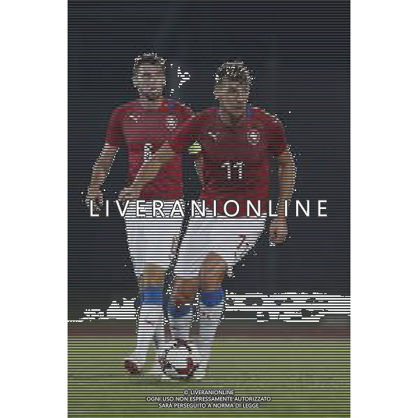 San Marino - Repubblica Ceca 05/09/2018 qualificazioni del gruppo 1 al campionato Europeo Under 21 Italia 2019 nella foto: Ladislav Takacs (Czech Republic) Jiri Kulhanek (Czech Republic) Claudio Zamagni/Agenzia Aldo Liverani Ladislav Takacs (Czech Republic) Jiri Kulhanek (Czech Republic) during Qualifying European Under 21 Championship Italy 2019 international soccer match group one between San Marino u21 and Czech Republic u21 at San Marino Olympic Stadium on September 5 2018 photo credit by Claudio Zamagni/Aldo Liverani Photo Agency