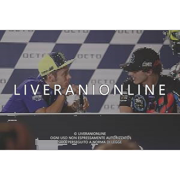 Misano - Motomondiale Gran Premio OCTO di San Marino e della Riviera di Rimini 06/09/2018 nella foto: Valentino Rossi (MOVISTAR YAMAHA MotoGP) Francesco Bagnaia durante la conferenza stampa prima dell\'evento ©Claudio Zamagni/Agenzia Aldo Liverani Valentino Rossi (MOVISTAR YAMAHA MotoGP) Francesco Bagnaia during pre event press conference MotoGP OCTO of San Marino on September 06 2018 at Misano World Circuit Marco Simoncelli Misano Adriatico Italy photo credit by Claudio Zamagni/Aldo Liverani Photo Agency / AGENZIA ALDO LIVERANI SAS