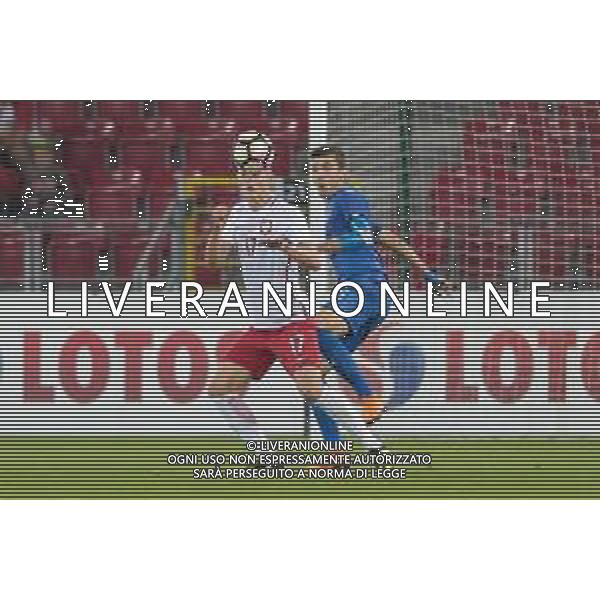 06.09.2018 Lodz Pilka nozna Reprezentacja Polski U20 Turniej Osmiu Narodow Polska U20 - Wlochy U20 N/z Adrian Benedyczak, Alessandro Buongiorno Foto Adam Starszynski / PressFocus/NEWSPIX.PL 06.09.2018 Lodz Football Polish National Team U20 Eight Nations Tournament Poland U20 - Italy U20 Adrian Benedyczak, Alessandro Buongiorno Credit Adam Starszynski / PressFocus AG ALDO LIVERANI SAS