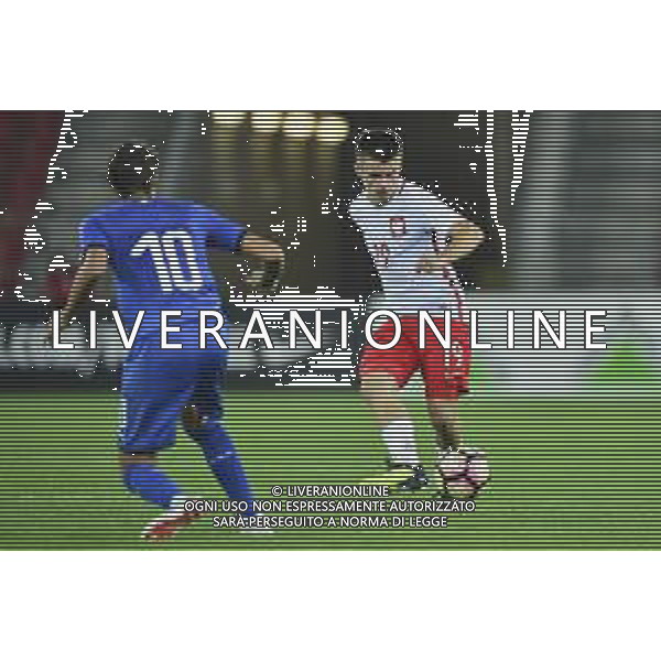 06.09.2018 LODZ , STADION MIEJSKI WIDZEW LODZ MECZ , REPREZENTACJA U-20 POLSKA (POLAND) - WLOCHY ( ITALY ) PILKA NOZNA , TURNIEJ OSMIU NARODOW NZ. ANDREA COLPANI, ADRIAN LYSZCZARZ FOTO RADOSLAW JOZWIAK / CYFRASPORT/NEWSPIX.PL --- Newspix.pl AG ALDO LIVERANI SAS