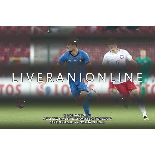 06.09.2018 Lodz Pilka nozna Reprezentacja Polski U20 Turniej Osmiu Narodow Polska U20 - Wlochy U20 N/z Matteo Gabbia, Adrian Benedyczak Foto Adam Starszynski / PressFocus/NEWSPIX.PL 06.09.2018 Lodz Football Polish National Team U20 Eight Nations Tournament Poland U20 - Italy U20 Matteo Gabbia, Adrian Benedyczak Credit Adam Starszynski / PressFocus --- Newspix.pl AG ALDO LIVERANI SAS