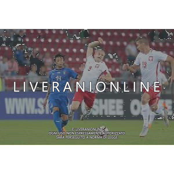 06.09.2018 Lodz Pilka nozna Reprezentacja Polski U20 Turniej Osmiu Narodow Polska U20 - Wlochy U20 N/z Andrea Danzi, Tymoteusz Puchacz, faul Foto Adam Starszynski / PressFocus/NEWSPIX.PL 06.09.2018 Lodz Football Polish National Team U20 Eight Nations Tournament Poland U20 - Italy U20 Andrea Danzi, Tymoteusz Puchacz, faul Credit Adam Starszynski / PressFocus --- Newspix.pl AG ALDO LIVERANI SAS