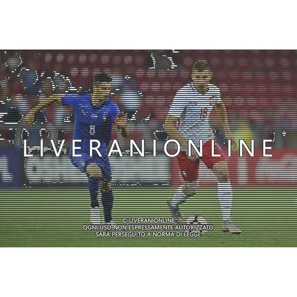 06.09.2018 LODZ , STADION MIEJSKI WIDZEW LODZ MECZ , REPREZENTACJA U-20 POLSKA (POLAND) - WLOCHY ( ITALY ) PILKA NOZNA , TURNIEJ OSMIU NARODOW NZ. FILIPPO MELEGONI, SEBASTIAN STROZIK FOTO RADOSLAW JOZWIAK / CYFRASPORT/NEWSPIX.PL --- Newspix.pl AG ALDO LIVERANI SAS