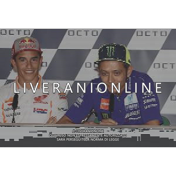 Misano Adriatico ( RN ) 06/09/2018 Misano World Circuit Marco Simoncelli. Gran Premio Octo di San Marino e della Riviera di Rimini 2018 - MOTOGP Nella foto: Marc Marquez ( ESP ) su HONDA e Valentino Rossi ( ITA ) su YAMAHA PH Lauro Montagnini