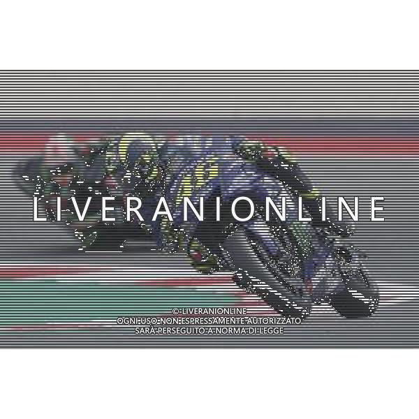Misano - Motomondiale Gran Premio OCTO di San Marino e della Riviera di Rimini 07/09/2018 nella foto: Valentino Rossi (MOVISTAR YAMAHA MotoGP) Johann Zarco (MONSTER YAMAHA TECH 3) durante le prove libere ©Claudio Zamagni/Agenzia Aldo Liverani Valentino Rossi (MOVISTAR YAMAHA MotoGP) Johann Zarco (MONSTER YAMAHA TECH 3) during free practice MotoGP OCTO of San Marino on September 07 2018 at Misano World Circuit Marco Simoncelli Misano Adriatico Italy photo credit by Claudio Zamagni/Aldo Liverani Photo Agency / AGENZIA ALDO LIVERANI SAS