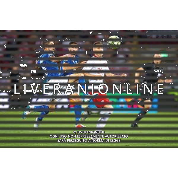 07.09.2018 BOLONIA, WLOCHY (BOLOGNA, ITALY) STADIO RENATO DALL\'ARA PILKA NOZNA (FOOTBALL) LIGA NARODOW UEFA (UEFA NATIONAL LEAGUE) MECZ WLOCHY - POLSKA ( GAME ITALY - POLAND ) NZ PIOTR ZIELINSKI CRISTIANO BIRAGHI FOTO LUKASZ SKWIOT/CYFRASPORT/NEWSPIX.PL --- Newspix.pl AGENZIA ALDO LIVERANI SAS