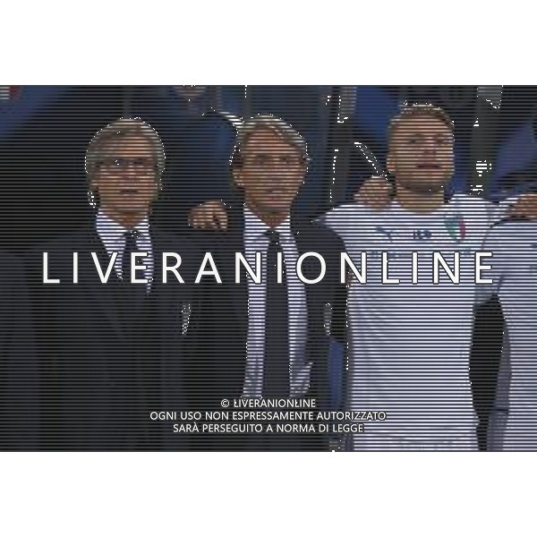 UEFA Nations League A Group 3 Bologna - 07.09.2018 Italia-Polonia Nella Foto: roberto mancini, gabriele oriali, ciro immobile durante l\'inno nazionale /Ph.Vitez-Ag. Aldo Liverani