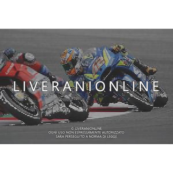 Misano - Motomondiale Gran Premio OCTO di San Marino e della Riviera di Rimini 07/09/2018 nella foto: Alex Rins (TEAM SUZUKI ECSTAR) durante le prove libere ©Claudio Zamagni/Agenzia Aldo Liverani Alex Rins (TEAM SUZUKI ECSTAR) Andrea Dovizioso (DUCATI TEAM) during free practice MotoGP OCTO of San Marino on September 07 2018 at Misano World Circuit Marco Simoncelli Misano Adriatico Italy photo credit by Claudio Zamagni/Aldo Liverani Photo Agency / AGENZIA ALDO LIVERANI SAS