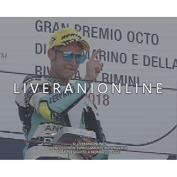 Misano - Motomondiale Gran Premio OCTO di San Marino e della Riviera di Rimini 09/09/2018 nella foto: esultanza LORENZO DALLA PORTA (LEOPARD RACING) ©Claudio Zamagni/Agenzia Aldo Liverani LORENZO DALLA PORTA (LEOPARD RACING) celebrates the victory during MotoGP OCTO of San Marino on September 09 2018 at Misano World Circuit Marco Simoncelli Misano Adriatico Italy photo credit by Claudio Zamagni/Aldo Liverani Photo Agency / AGENZIA ALDO LIVERANI SAS - Podio Moto3
