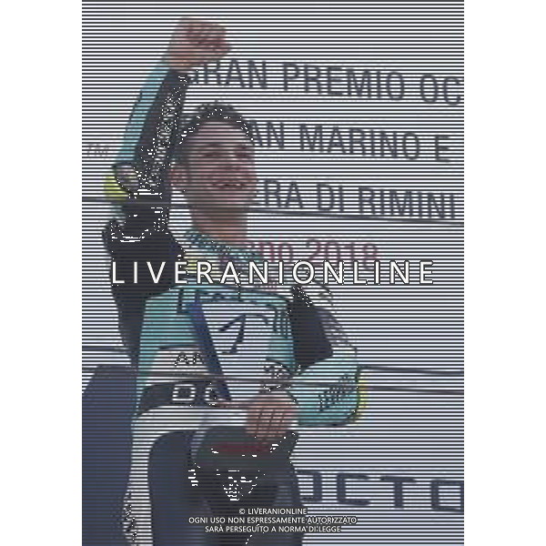 Misano - Motomondiale Gran Premio OCTO di San Marino e della Riviera di Rimini 09/09/2018 nella foto: LORENZO DALLA PORTA (LEOPARD RACING) ©Claudio Zamagni/Agenzia Aldo Liverani LORENZO DALLA PORTA (LEOPARD RACING) celebrates the victory during MotoGP OCTO of San Marino on September 09 2018 at Misano World Circuit Marco Simoncelli Misano Adriatico Italy photo credit by Claudio Zamagni/Aldo Liverani Photo Agency / AGENZIA ALDO LIVERANI SAS - Podio Moto3