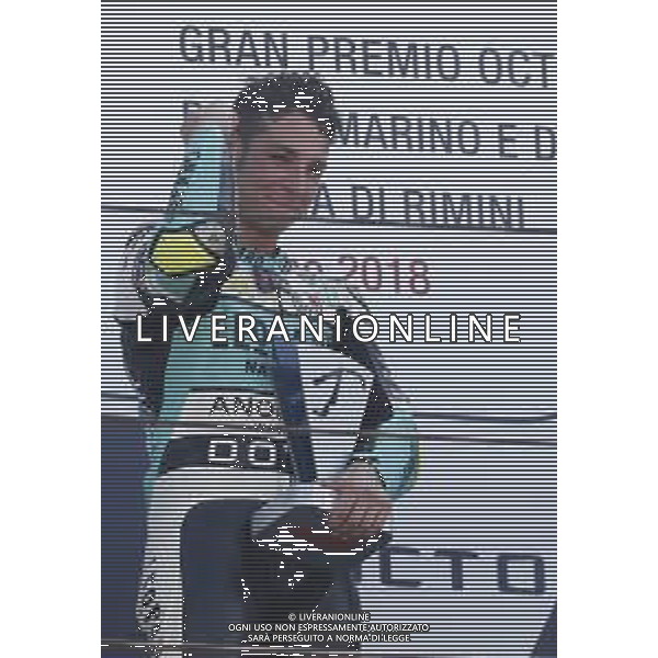 Misano - Motomondiale Gran Premio OCTO di San Marino e della Riviera di Rimini 09/09/2018 nella foto: esultanza LORENZO DALLA PORTA (LEOPARD RACING) ©Claudio Zamagni/Agenzia Aldo Liverani LORENZO DALLA PORTA (LEOPARD RACING) celebrates the victory during MotoGP OCTO of San Marino on September 09 2018 at Misano World Circuit Marco Simoncelli Misano Adriatico Italy photo credit by Claudio Zamagni/Aldo Liverani Photo Agency / AGENZIA ALDO LIVERANI SAS - Podio Moto3