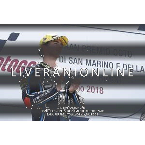 Misano - Motomondiale Gran Premio OCTO di San Marino e della Riviera di Rimini 09/09/2018 nella foto: esultanza Francesco Bagnaia ©Claudio Zamagni/Agenzia Aldo Liverani Francesco Bagnaia celebrates the victory during MotoGP OCTO of San Marino on September 09 2018 at Misano World Circuit Marco Simoncelli Misano Adriatico Italy photo credit by Claudio Zamagni/Aldo Liverani Photo Agency / AGENZIA ALDO LIVERANI SAS - Podio Moto2