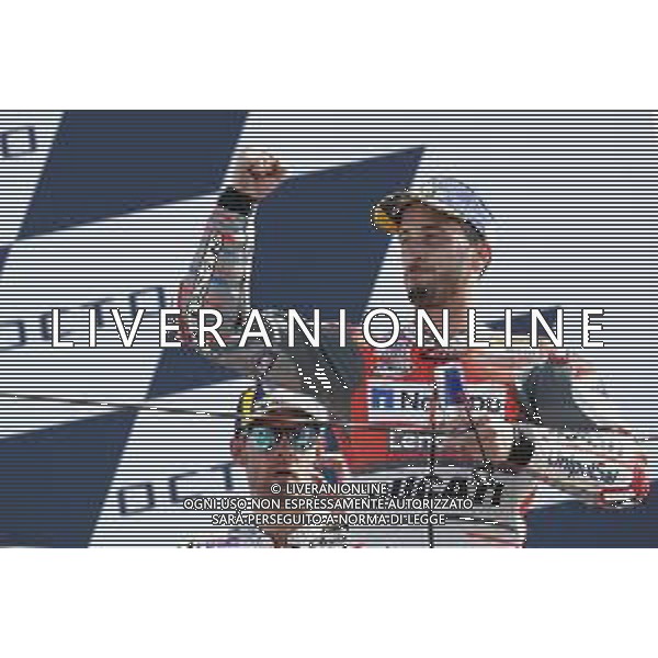 Misano - Motomondiale Gran Premio OCTO di San Marino e della Riviera di Rimini 09/09/2018 nella foto: esultanza Andrea Dovizioso (DUCATI TEAM) Podio MotoGp ©Claudio Zamagni/Agenzia Aldo Liverani Andrea Dovizioso (DUCATI TEAM) celebrates the victory after race MotoGP OCTO of San Marino on September 09 2018 at Misano World Circuit Marco Simoncelli Misano Adriatico Italy photo credit by Claudio Zamagni/Aldo Liverani Photo Agency / AGENZIA ALDO LIVERANI SAS - Podio MotoGp
