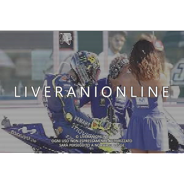 Misano - Motomondiale Gran Premio OCTO di San Marino e della Riviera di Rimini 09/09/2018 nella foto: durante la gara Valentino Rossi (MOVISTAR YAMAHA MotoGP) sulla griglia di partenza ©Claudio Zamagni/Agenzia Aldo Liverani Valentino Rossi (MOVISTAR YAMAHA MotoGP) on the grid during the race MotoGP OCTO of San Marino on September 09 2018 at Misano World Circuit Marco Simoncelli Misano Adriatico Italy photo credit by Claudio Zamagni/Aldo Liverani Photo Agency / AGENZIA ALDO LIVERANI SAS