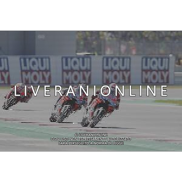Misano - Motomondiale Gran Premio OCTO di San Marino e della Riviera di Rimini 09/09/2018 nella foto: Andrea Dovizioso (DUCATI TEAM) Jorge Lorenzo (DUCATI TEAM) Marc Marquez (REPSOL HONDA TEAM)durante la gara ©Claudio Zamagni/Agenzia Aldo Liverani Andrea Dovizioso (DUCATI TEAM) Jorge Lorenzo (DUCATI TEAM) Marc Marquez (REPSOL HONDA TEAM) during the race MotoGP OCTO of San Marino on September 09 2018 at Misano World Circuit Marco Simoncelli Misano Adriatico Italy photo credit by Claudio Zamagni/Aldo Liverani Photo Agency / AGENZIA ALDO LIVERANI SAS